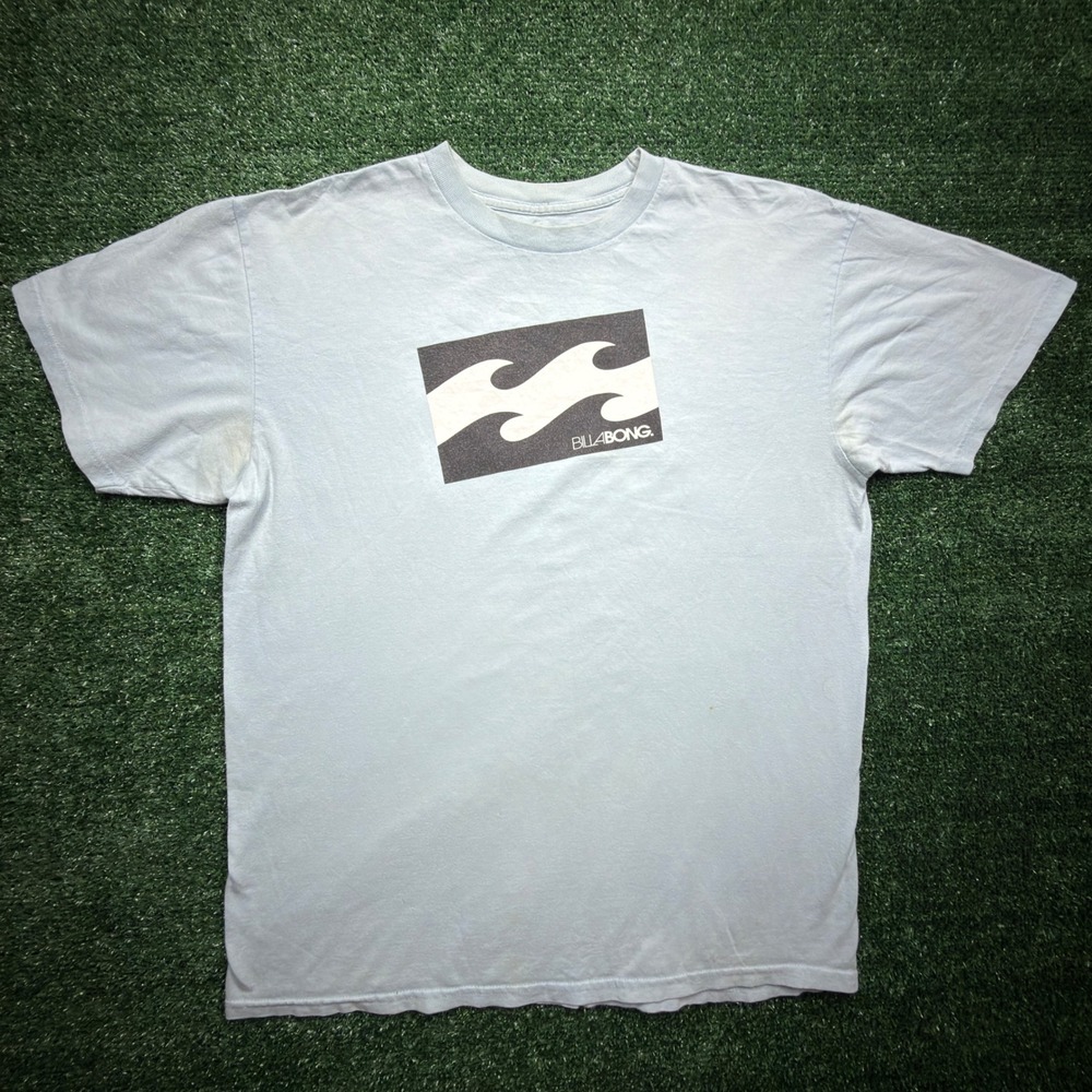 Vintage Billabong T Shirt Mens Large Light Blue Y2K Surf Wave Graphic Tee